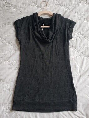 Nine 1 Eight Jersey Knit Blouse Large Black Minimalist Business Casual Y2K